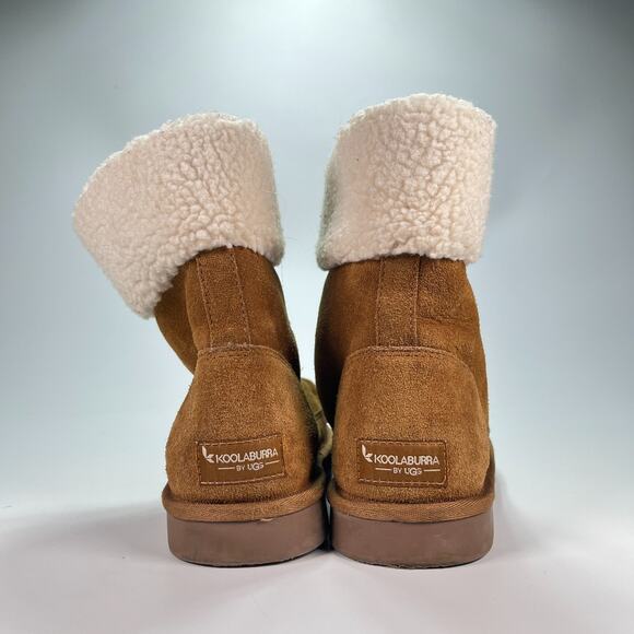 Koolaburra by UGG Lytta Short Brown Suede Faux Fur Boots 1121540K Youth Size 4 - Picture 4 of 8